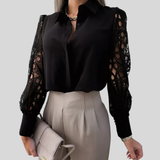 Zita - Blouse with lace and mesh design