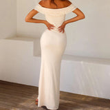 Pearl Dreams – Off-Shoulder Maxi Dress