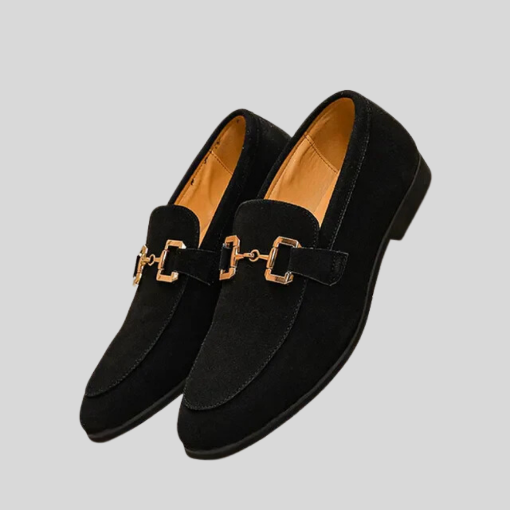 Zenon - Suede loafer with metal buckle detail