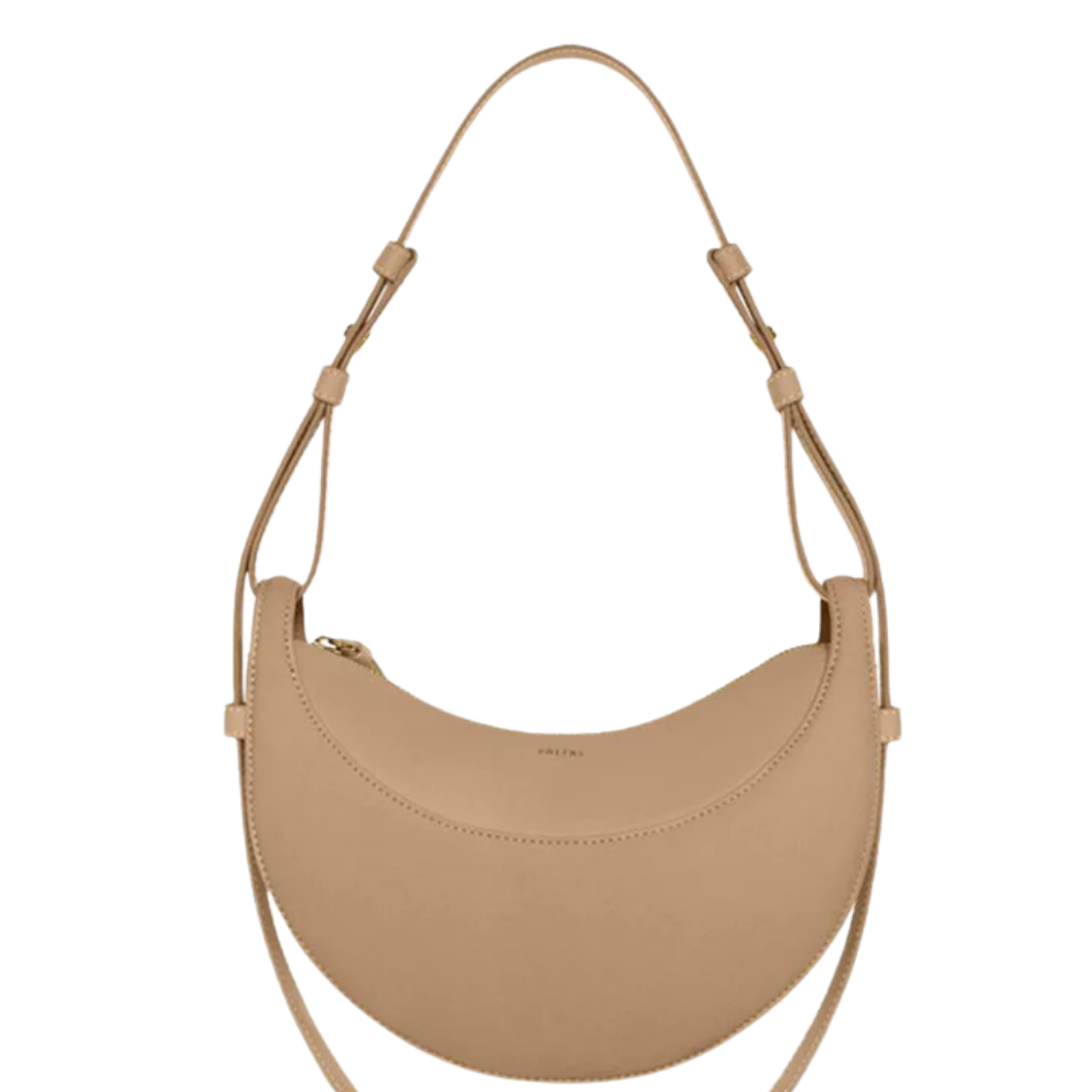 Stylish Crescent Leather Shoulder Bag with Adjustable Strap