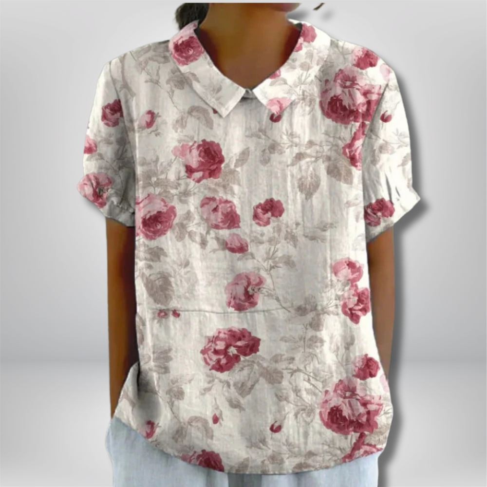 Jordyn - Floral Blouse with Short Sleeves