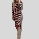 Bethany - Elegant Pattern Print Long Sleeve Dress