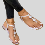 Women's Comfortable Sandals – Premium Leather,  Black, Gold, and White, Flat Sole, Soft Straps – Ideal for Beach Walks and City Strolls