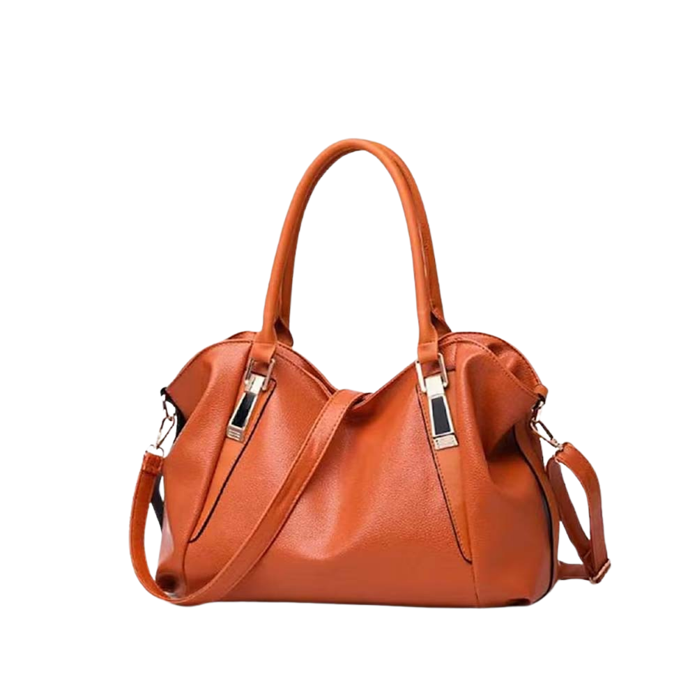 Stylish leather bag with double handles and shoulder strap