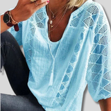 Femke - Fashionable lace blouse with V-neckline