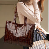 Chic Crocodile-Embossed Tote Bag For Women