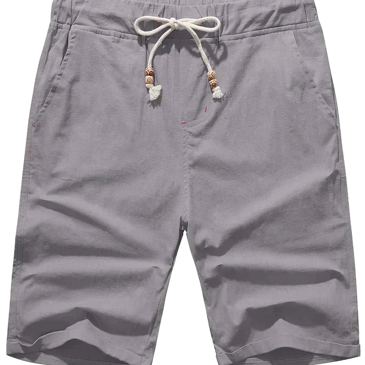 Alistair - Linen beach shorts with drawstring for men