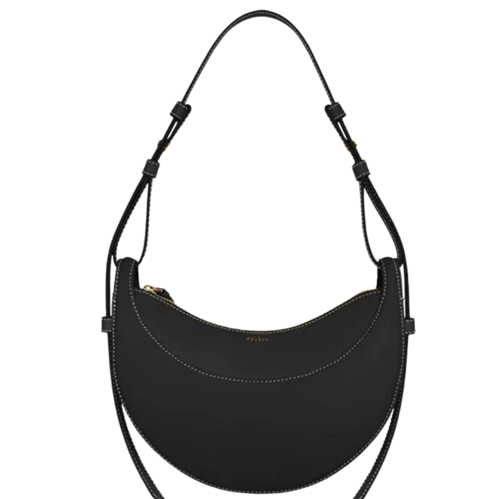 Stylish Crescent Leather Shoulder Bag with Adjustable Strap