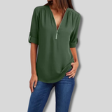 Carlotta - Blouse with V-neck and zip fastening