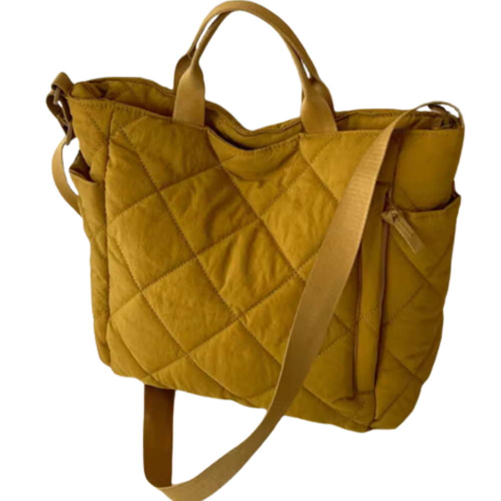 Quilted handbag tote bag zipper puffer