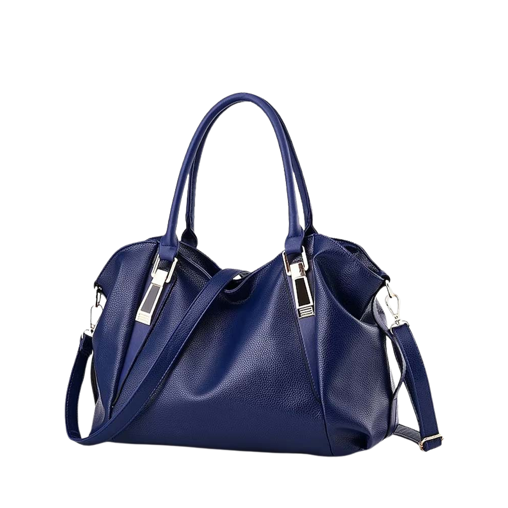 Stylish leather bag with double handles and shoulder strap