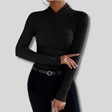 Zara - Elegant Ruched Wrap Tight Long Sleeve for Women