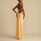 Golden Hour – Backless Tie Maxi Dress