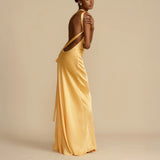 Golden Hour – Backless Tie Maxi Dress