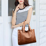 Leather Tote Bag - Large Capacity