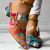 Chelsea - Rose - Painted Sandals with Heels