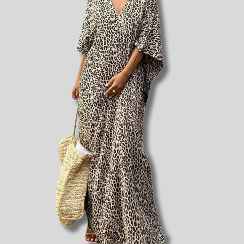 Caroline - Women's leopard print maxi dress