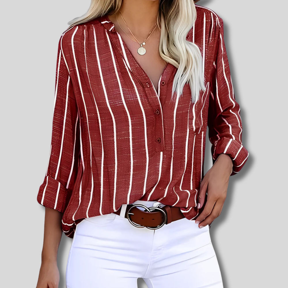 Zalika - Loose long-sleeved striped shirt