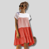 Barbara - Loose Dress With Colour Block Pattern