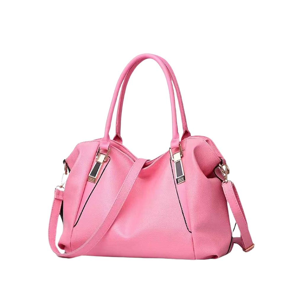 Stylish leather bag with double handles and shoulder strap