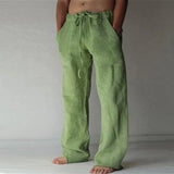 Adrian - Leisure trousers made of linen, single-coloured, for men