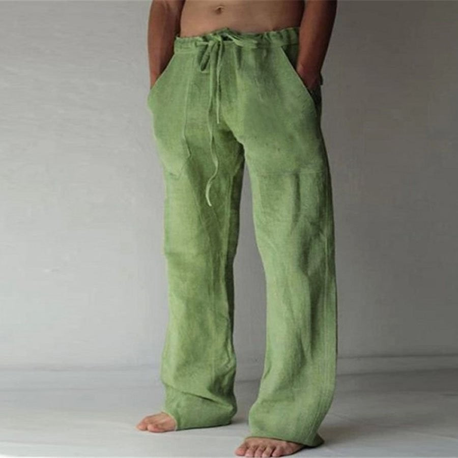 Adrian - Leisure trousers made of linen, single-coloured, for men