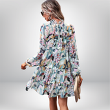 Eeva - Floral Print Long-Sleeved Dress with Tiered Design