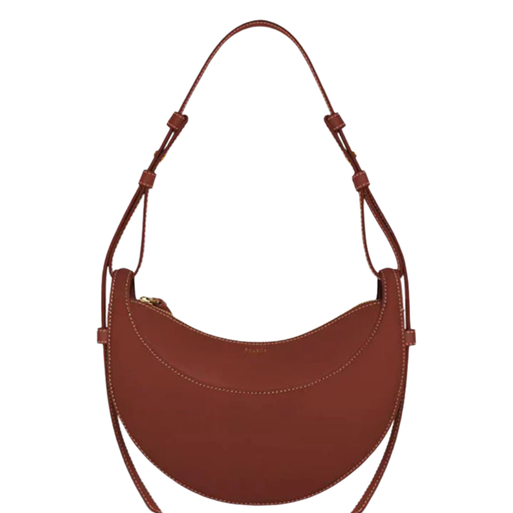 Stylish Crescent Leather Shoulder Bag with Adjustable Strap