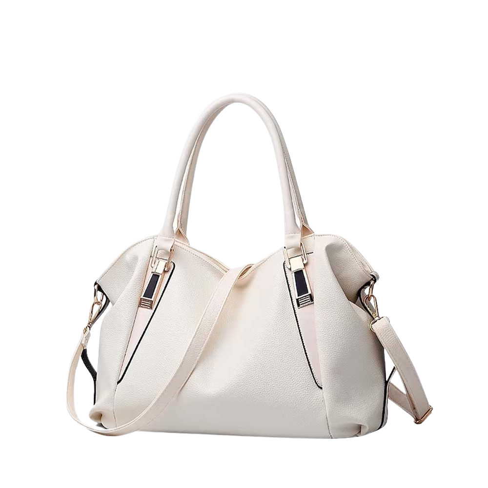 Stylish leather bag with double handles and shoulder strap