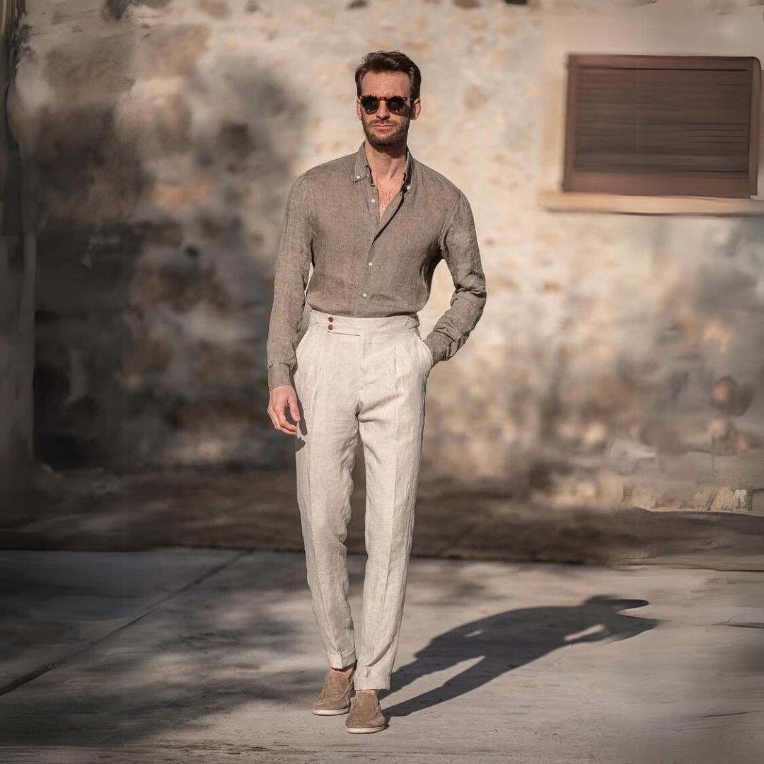 Benjamin - Beige Linen Trousers