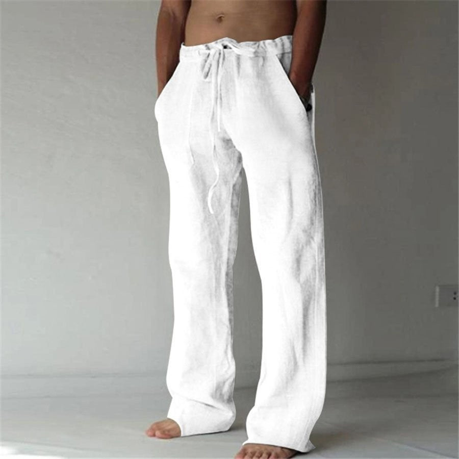 Adrian - Leisure trousers made of linen, single-coloured, for men