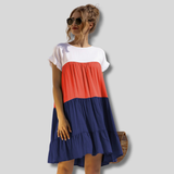 Barbara - Loose Dress With Colour Block Pattern