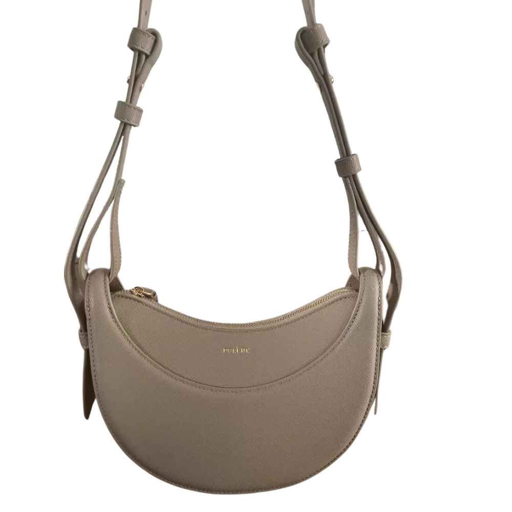 Stylish Crescent Leather Shoulder Bag with Adjustable Strap