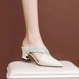 Anella - Lace mules with braided strap detail