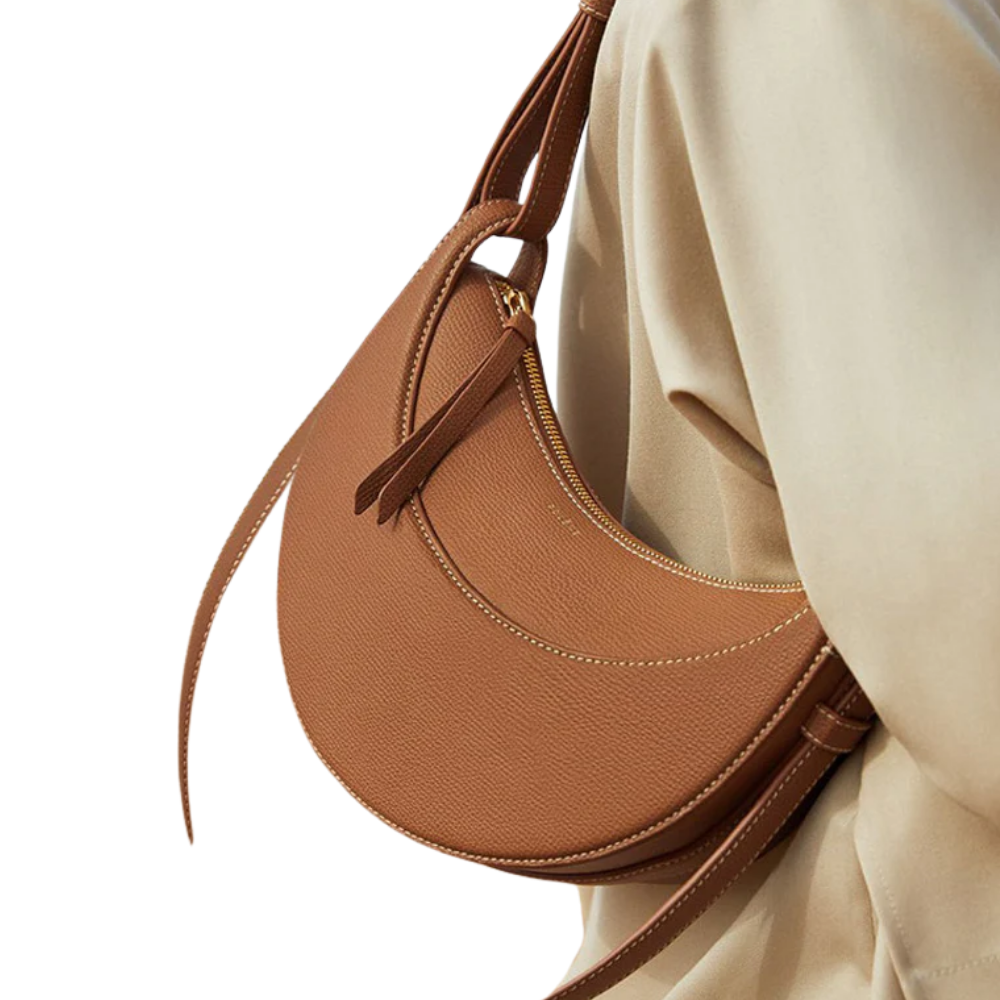 Stylish Crescent Leather Shoulder Bag with Adjustable Strap