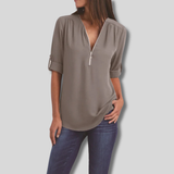 Carlotta - Blouse with V-neck and zip fastening