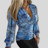 Martina - Long Sleeve Shirt V Neck