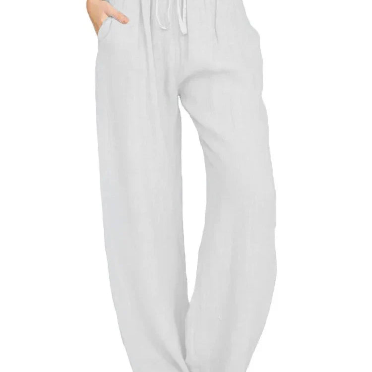 Claudia - High Waist Breathable Cotton Pants for Women