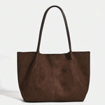 ALDA - Suede Tote Bag With Pouch Coffee