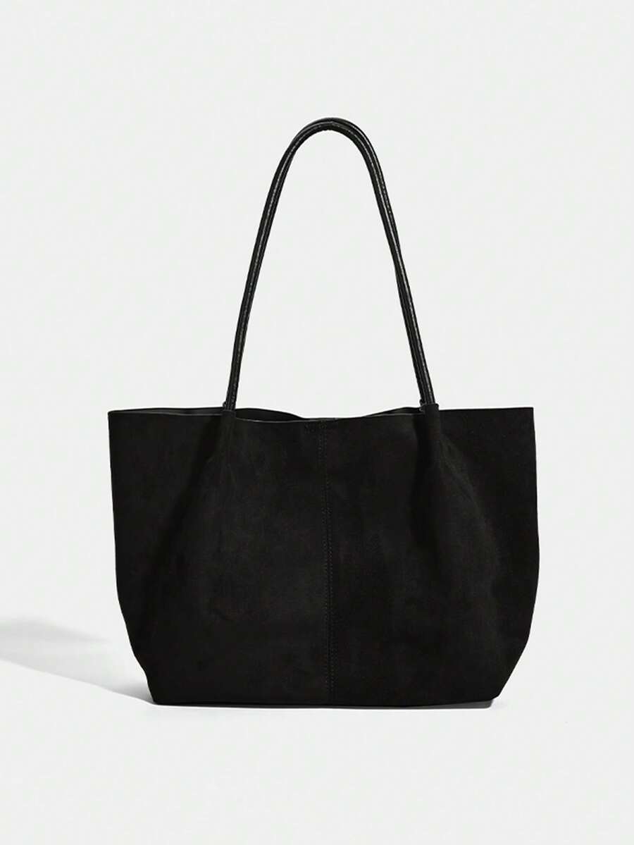 ALDA - Suede Tote Bag With Pouch Black