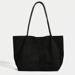 ALDA - Suede Tote Bag With Pouch Black