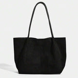 ALDA - Suede Tote Bag With Pouch Black