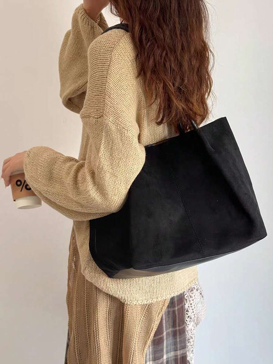 ALDA - Suede Tote Bag With Pouch