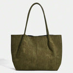 ALDA - Suede Tote Bag With Pouch Green