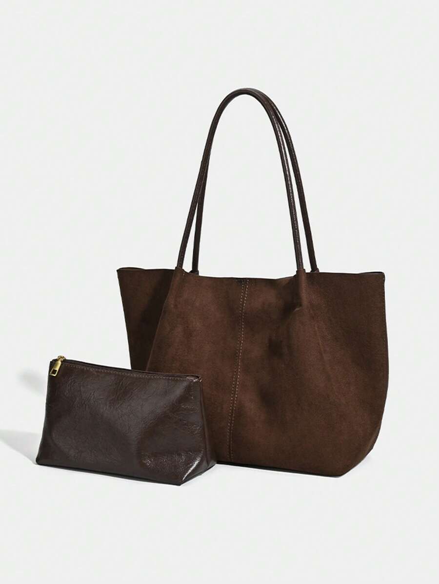 ALDA - Suede Tote Bag With Pouch