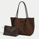 ALDA - Suede Tote Bag With Pouch