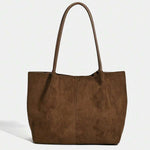 ALDA - Suede Tote Bag With Pouch Brown