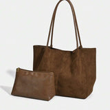 ALDA - Suede Tote Bag With Pouch
