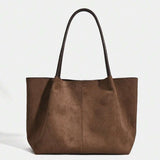 ALDA - Suede Tote Bag With Pouch Mocha