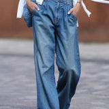 Mara Drape – Pleated Wide-Leg Jeans